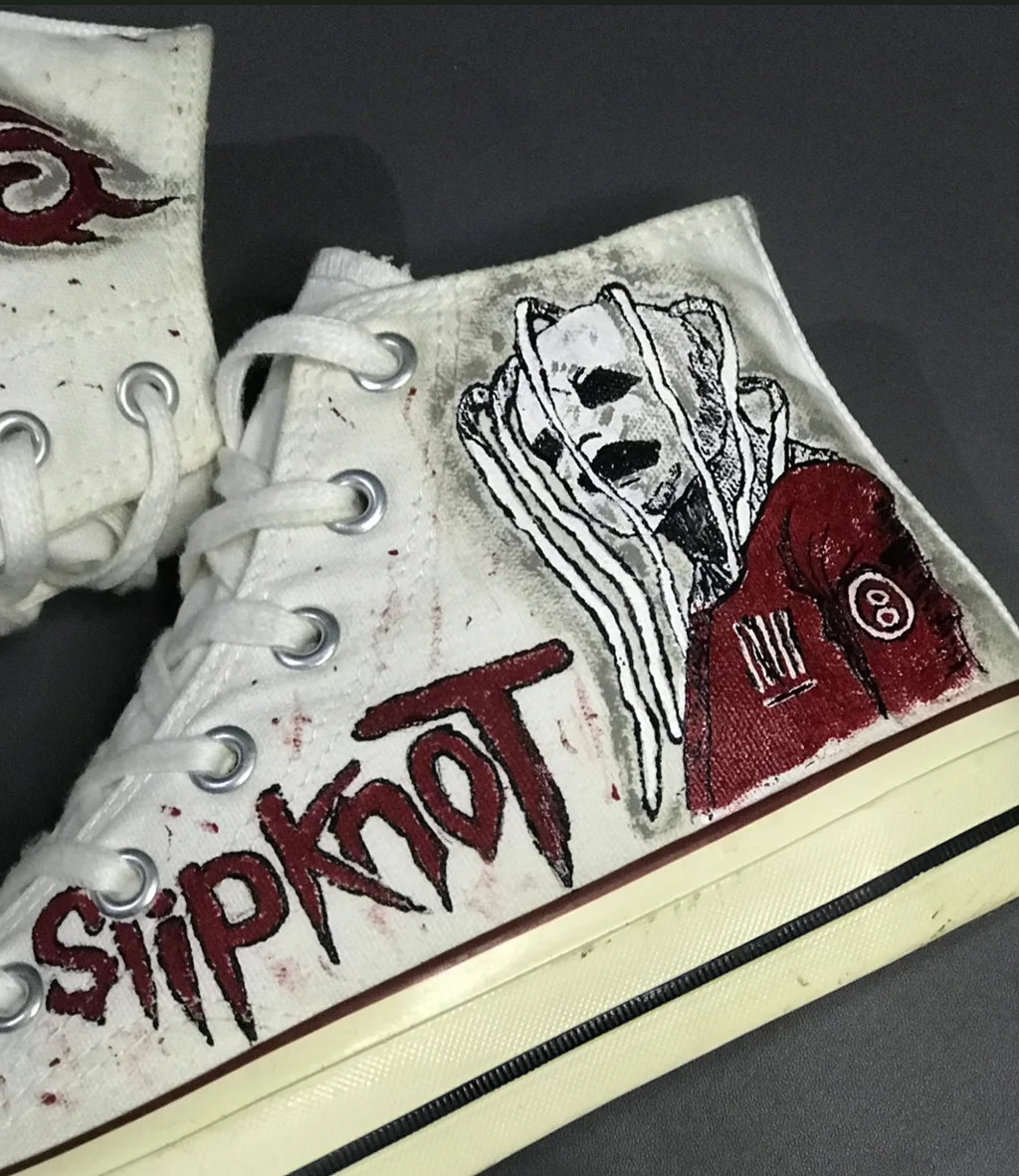Slipknot Inspired Hand-Painted Sneakers Rock & Metal High Top Shoes