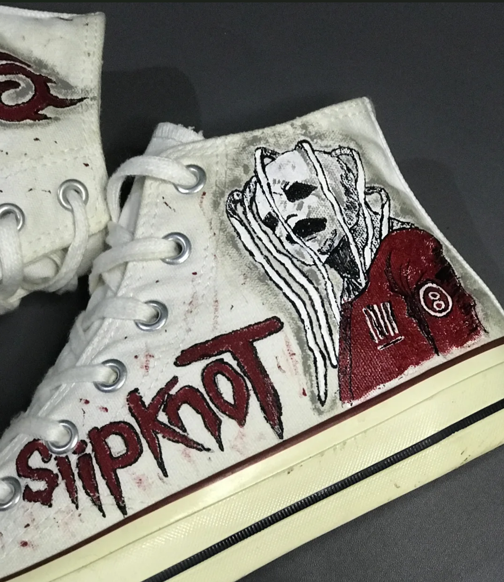 Slipknot Inspired Hand-Painted Sneakers Rock & Metal High Top Shoes
