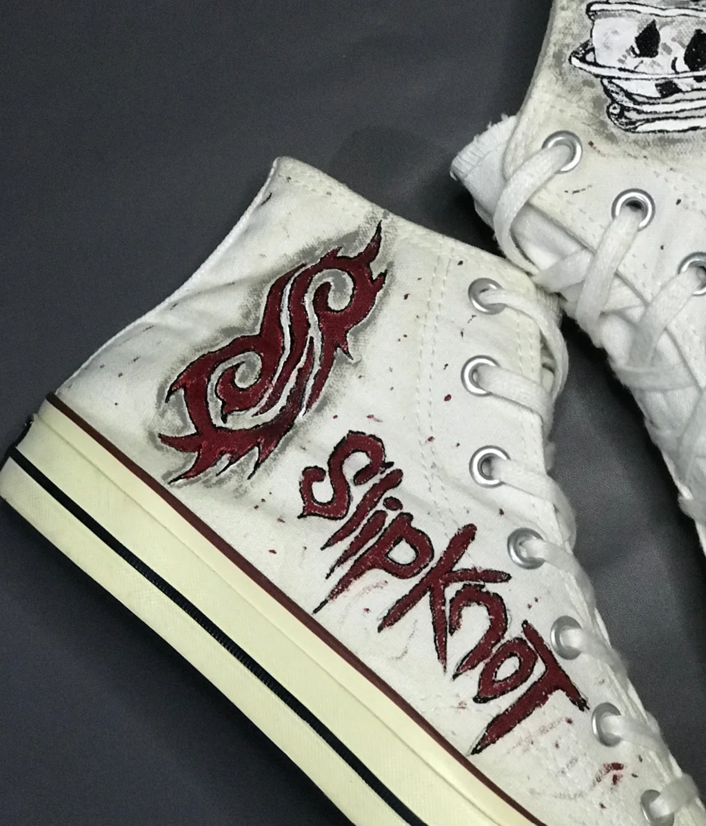 Slipknot Inspired Hand-Painted Sneakers Rock & Metal High Top Shoes