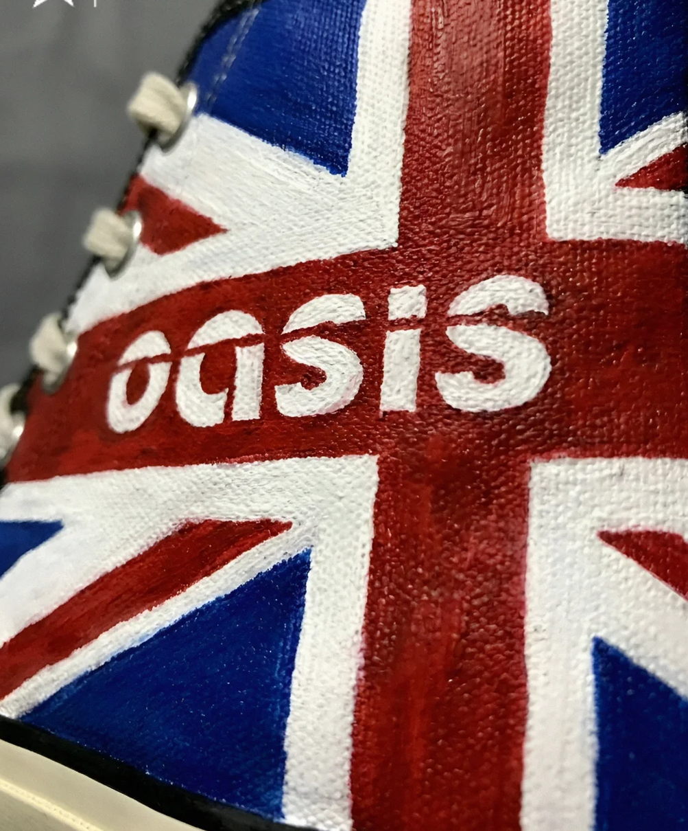 Oasis Inspired Hand-Painted Sneakers Britpop High Top Rock Shoes