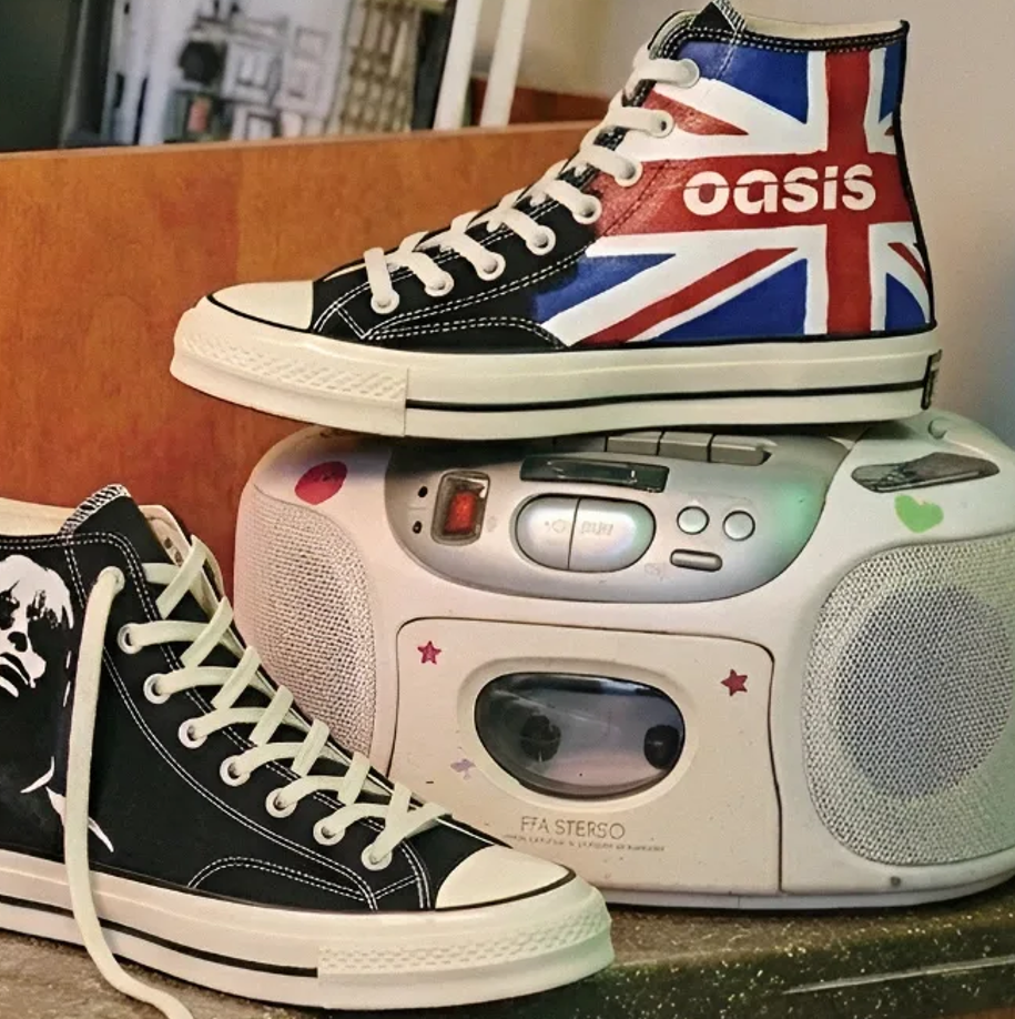 Oasis Inspired Hand-Painted Sneakers Britpop High Top Rock Shoes