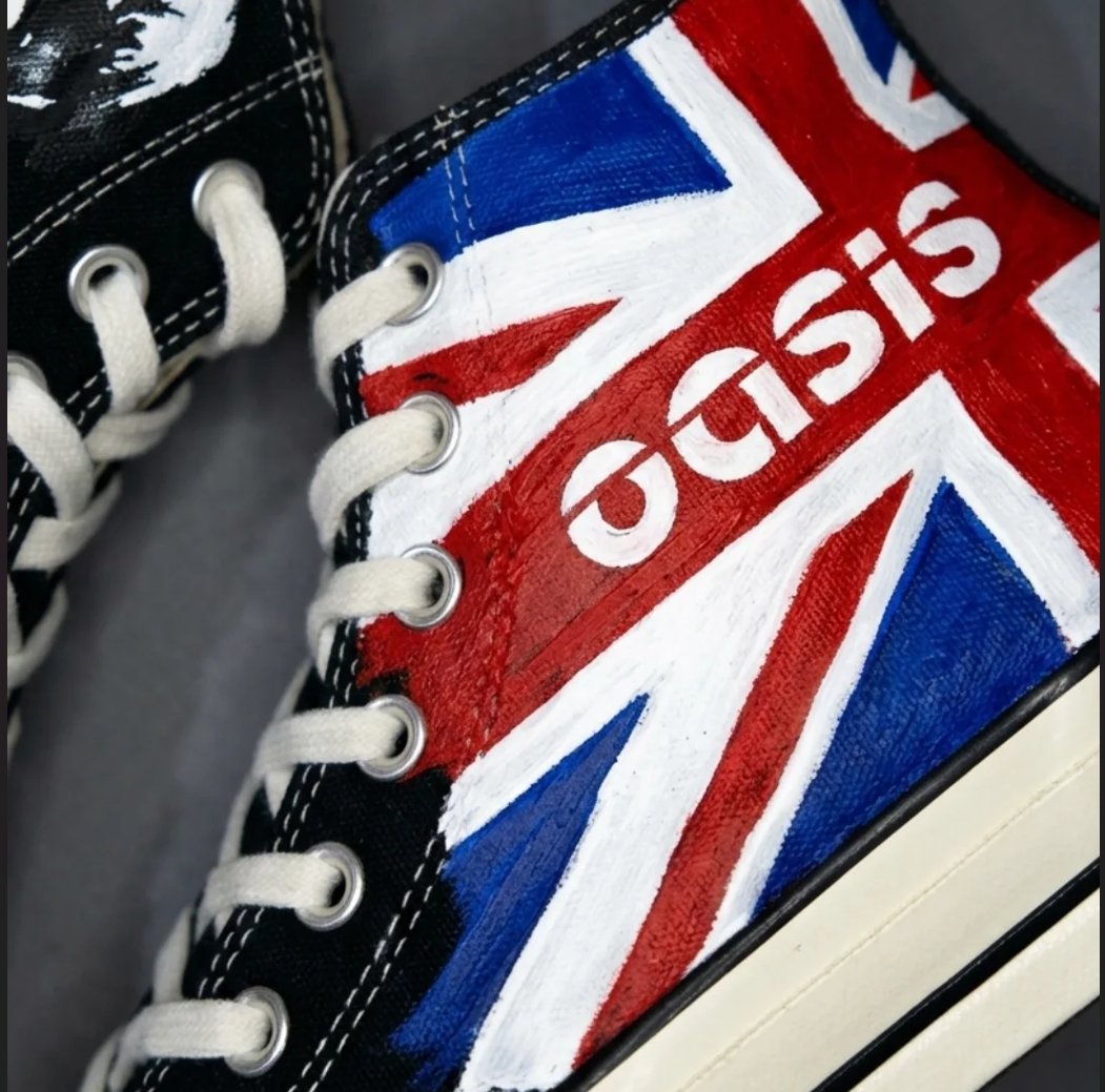 Oasis Inspired Hand-Painted Sneakers Britpop High Top Rock Shoes