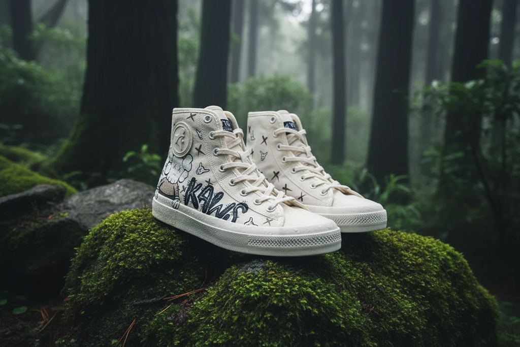 Custom Hand-Painted Doodle Sneakers Close Up