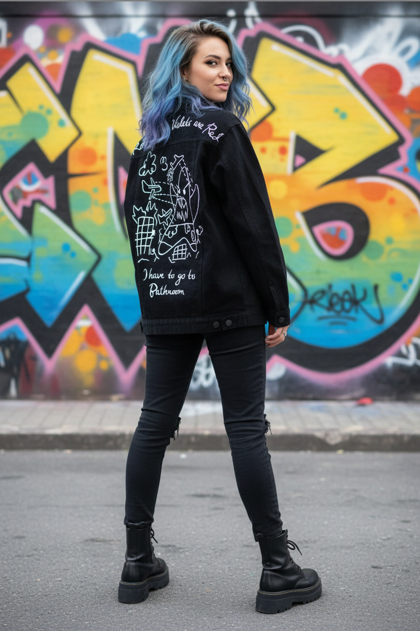 Weird Core outfit Hand Painted Grunge Roses are Blue Clothing Bikini Bottom Back