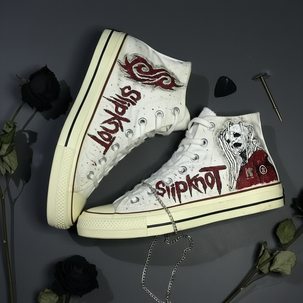 Slipknot Inspired Hand-Painted Sneakers Rock & Metal High Top Shoes