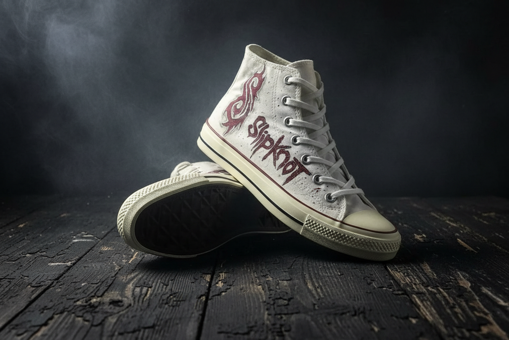 Slipknot Inspired Hand-Painted Sneakers Rock & Metal High Top Shoes