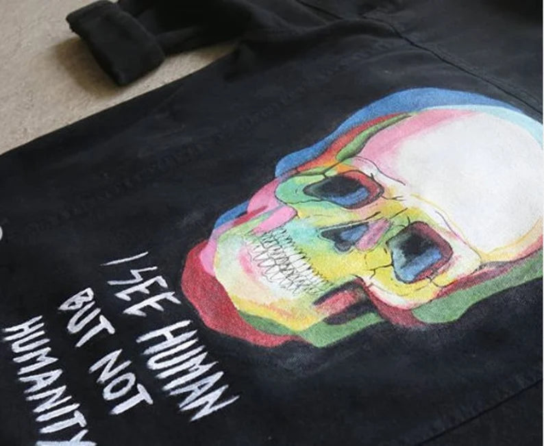 I See Human But Not Humanity Jacket Denim quote about humanity grunge style