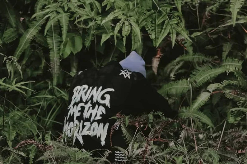 Hand painted bring me the horizon in denim jacket rock band