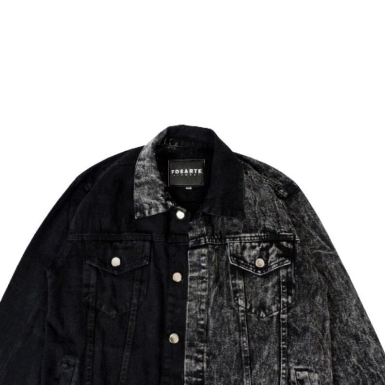 Combine black denim jacket korean style casual look