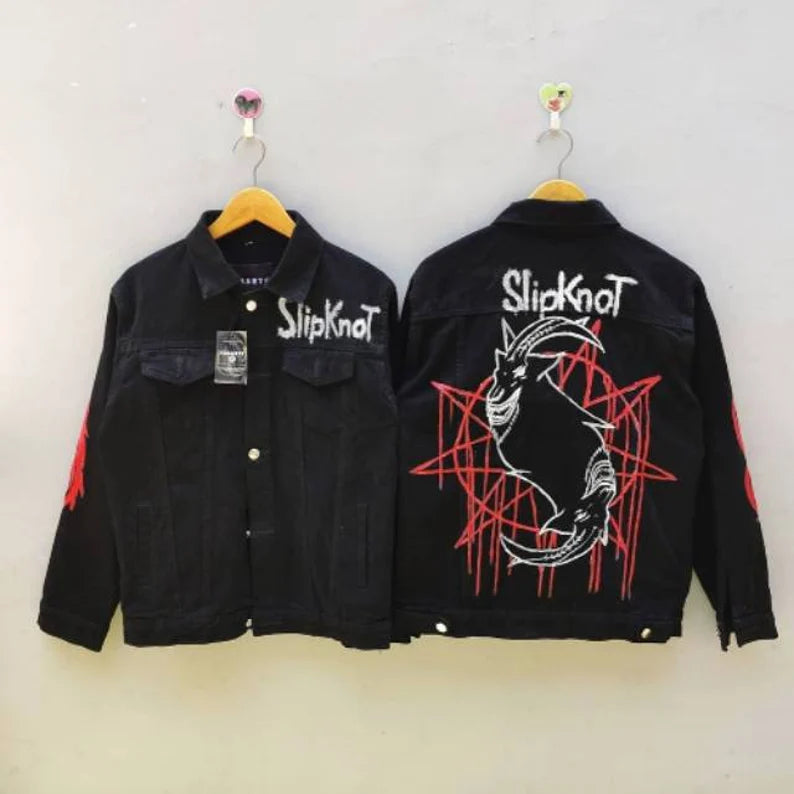 Heavy Metal Clothing Black jackets with 'Slipknot' logo on a white background
