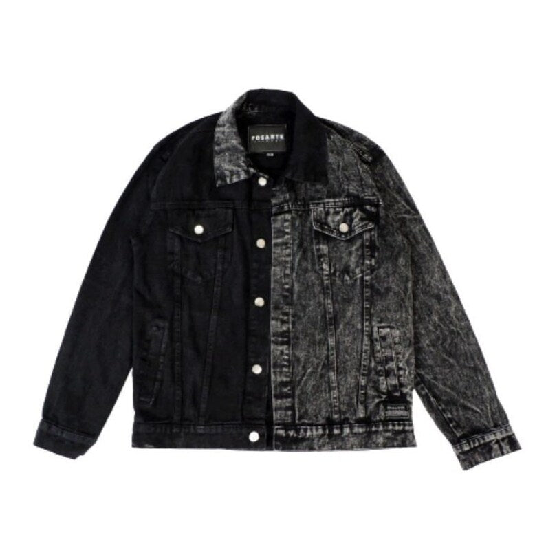 Combine black denim jacket korean style casual look