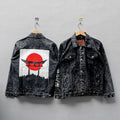 Harajuku torii gate in denim jacket street style art from japan concert outfit ideas