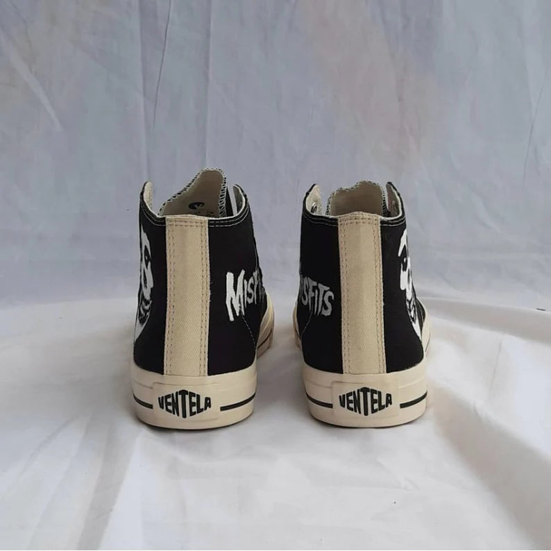Unique Hand-Painted Misfits Punk Rock Band Shoes: A Street Art Collection