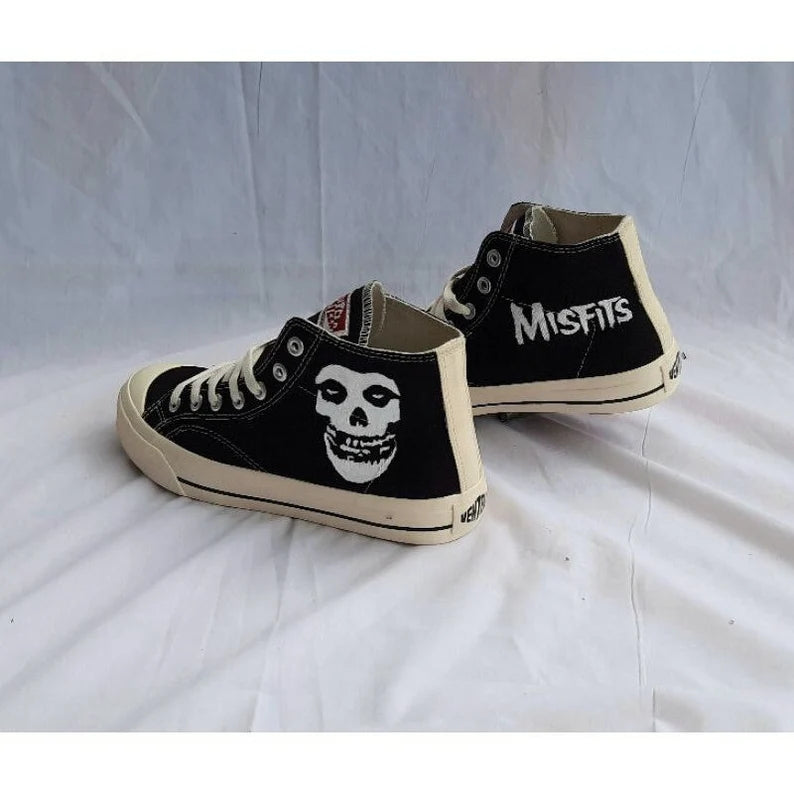 Unique Hand-Painted Misfits Punk Rock Band Shoes: A Street Art Collection