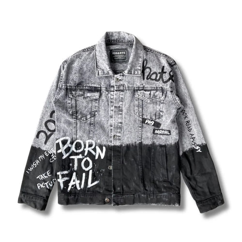 Combine black and white denim jacket street art style clothing graffiti skater outfit ideas