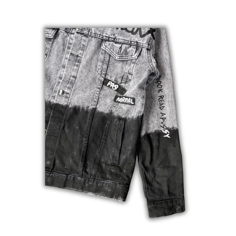 Combine black and white denim jacket street art style clothing graffiti skater outfit ideas