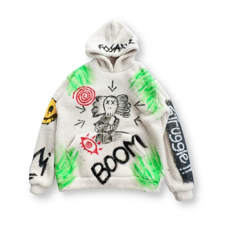 Companion Streetwear Colorful hoodie with graffiti-style designs on a white background