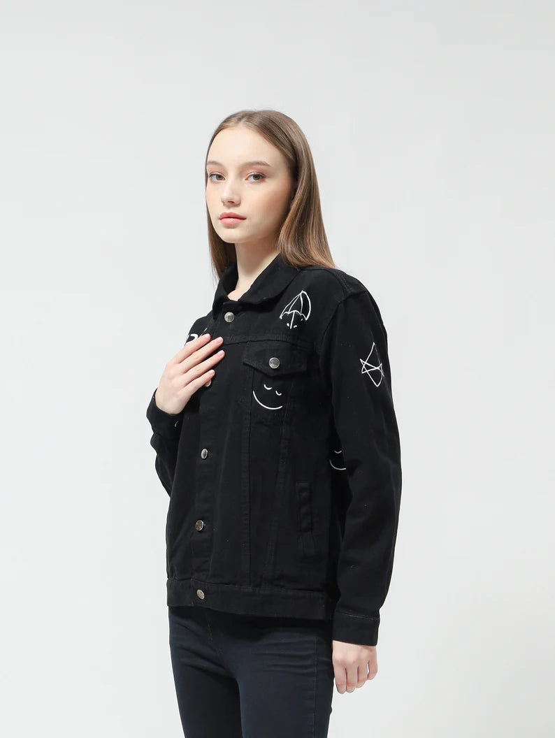 Hand painted bring me the horizon in denim jacket rock band