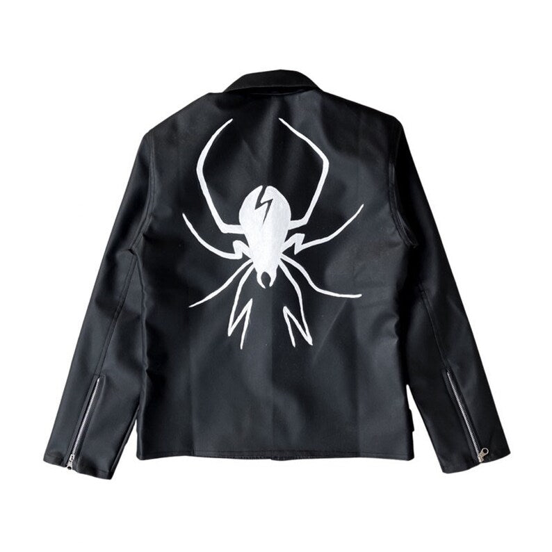 Black Leather Jacket with Hand-Painted My Chemical Romance concert outfit
