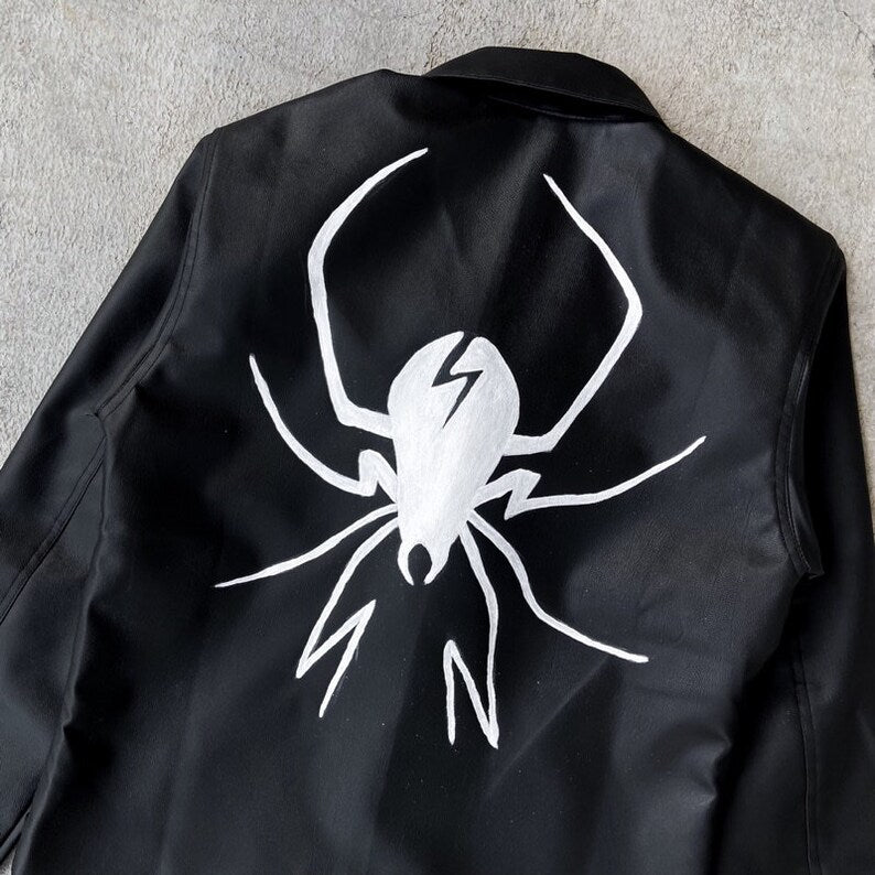 Black Leather Jacket with Hand-Painted My Chemical Romance concert outfit