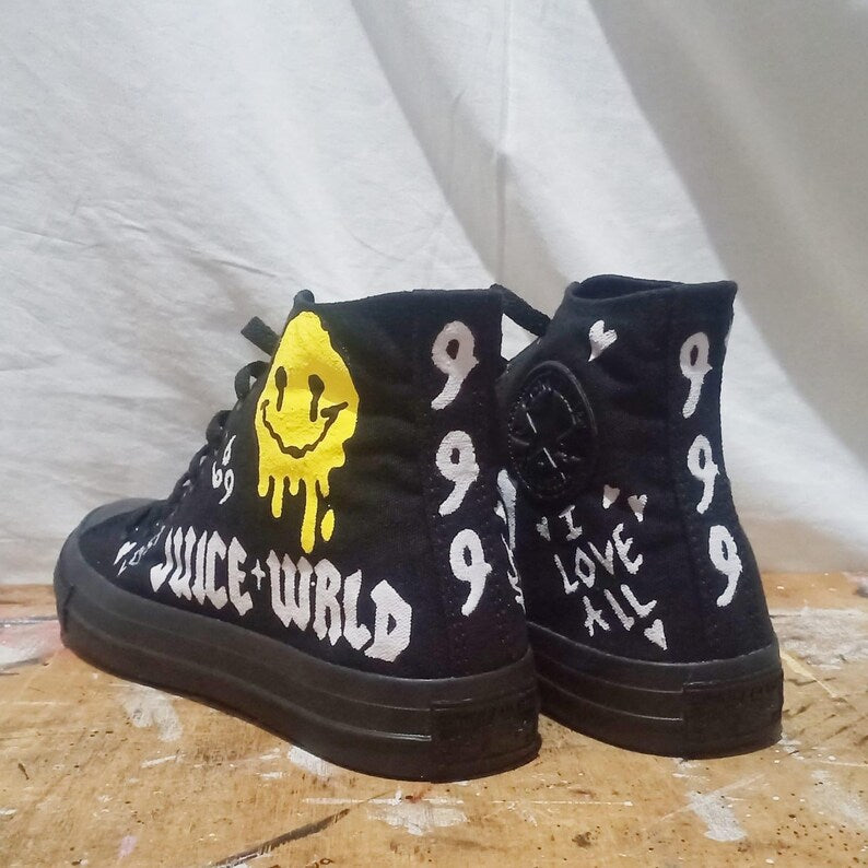 Unique Juice WRLD Painted Sneakers – Punk Rap Streetwear for Everyday Style