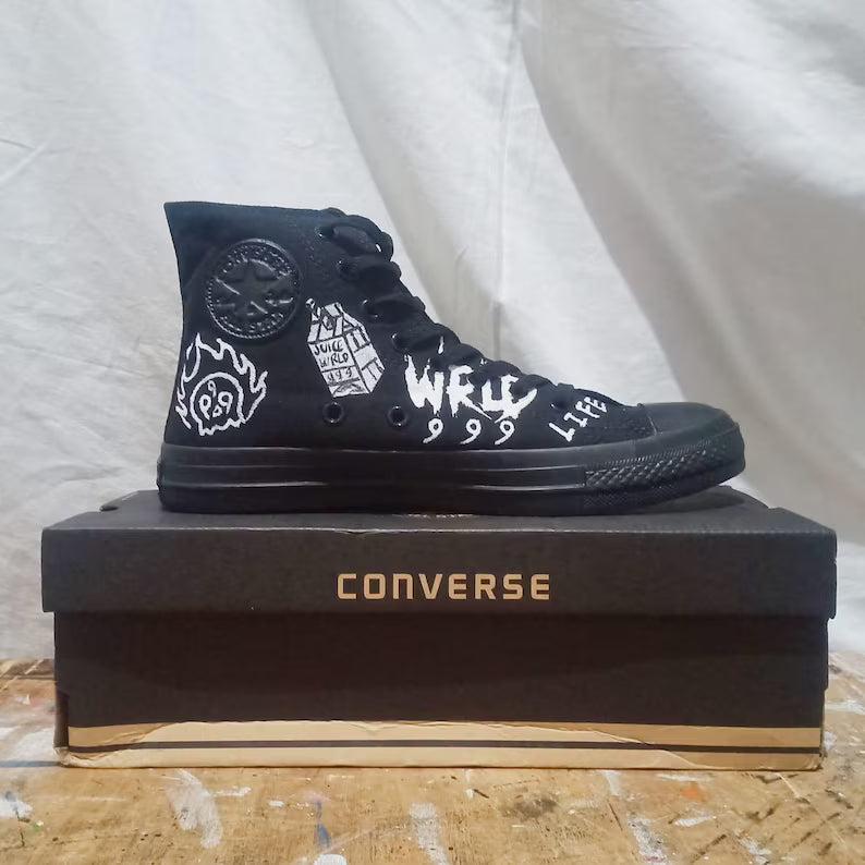 Unique Juice WRLD Painted Sneakers – Punk Rap Streetwear for Everyday Style