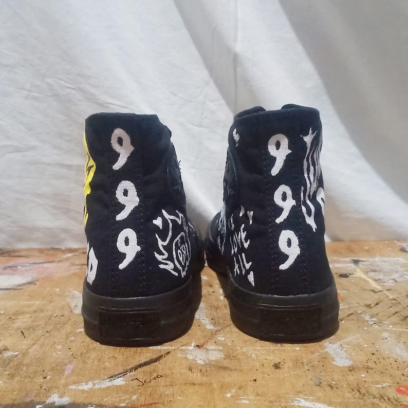 Unique Juice WRLD Painted Sneakers – Punk Rap Streetwear for Everyday Style