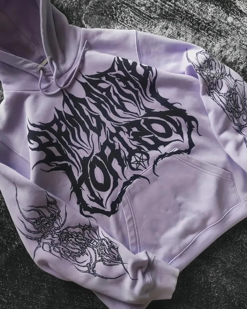 Purple BMTH Stranger Hoodie – Hand-Painted Streetwear for Bold Alternative Style