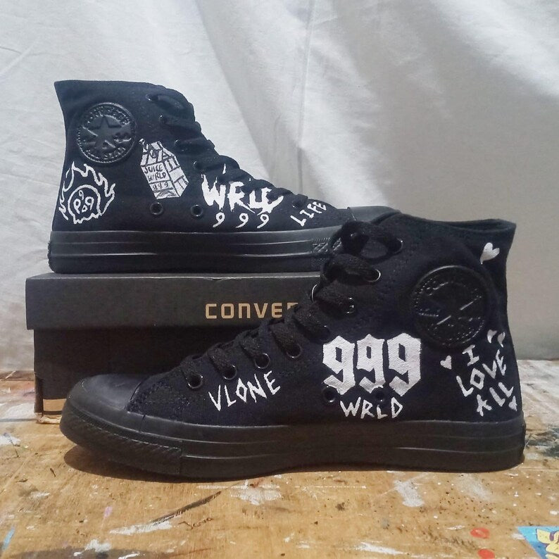 Unique Juice WRLD Painted Sneakers – Punk Rap Streetwear for Everyday Style