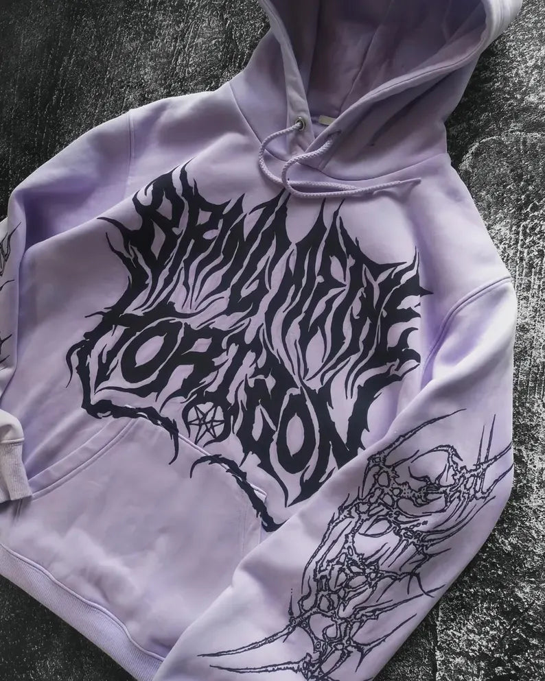 Purple BMTH Stranger Hoodie – Hand-Painted Streetwear for Bold Alternative Style