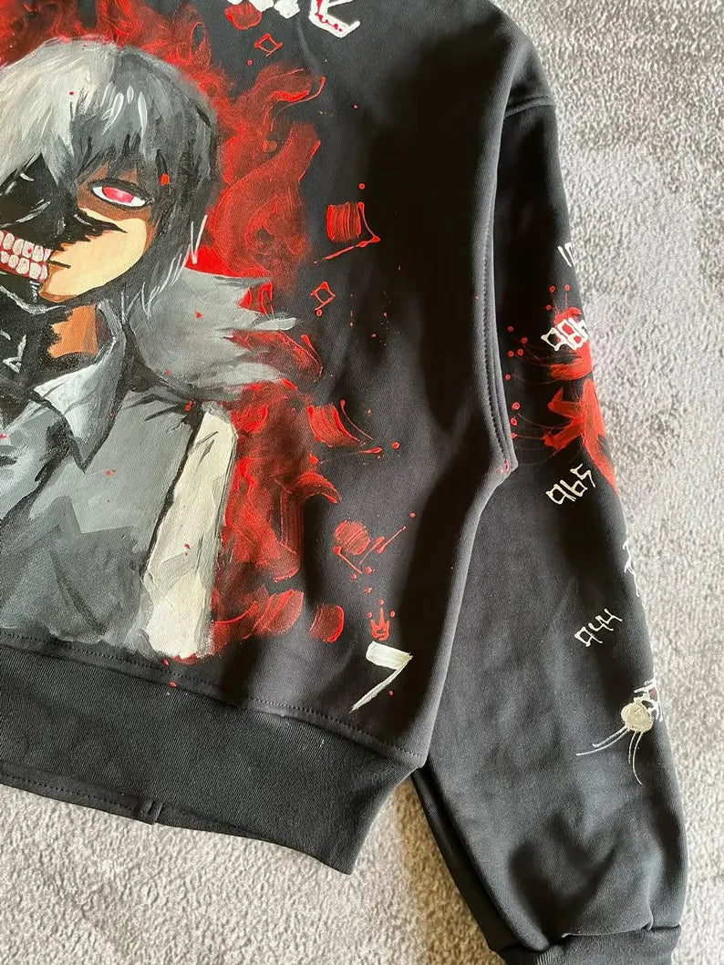 Custom Chase Atlantic Merch Black hoodie with anime character design on a textured surface