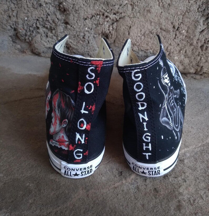 My Chemical Romance Hand-Painted Black High Tops – Punk Rock converse Shoes for Emo Fashion Fans