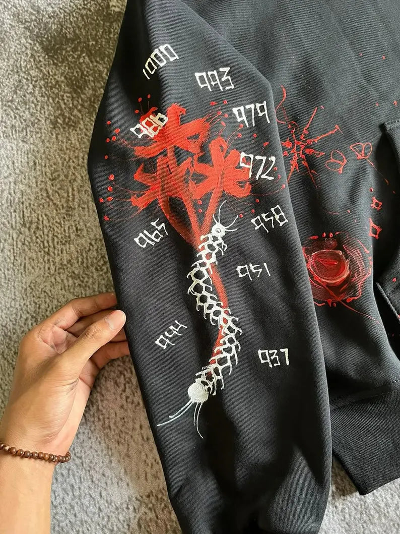 Chase Atlantic x Anime Hoodie Inspired Hand-Painted Art for Music & Anime Lovers