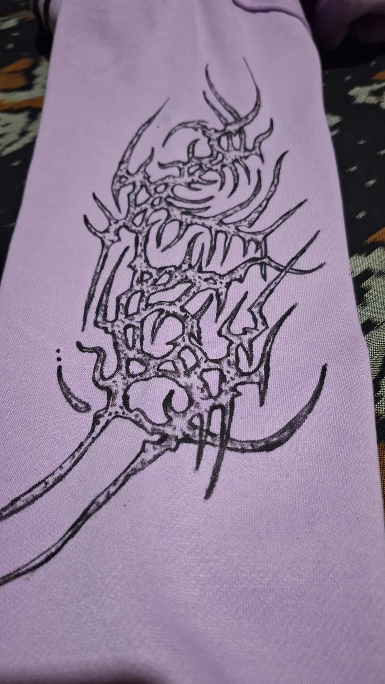 Purple BMTH Stranger Hoodie – Hand-Painted Streetwear for Bold Alternative Style