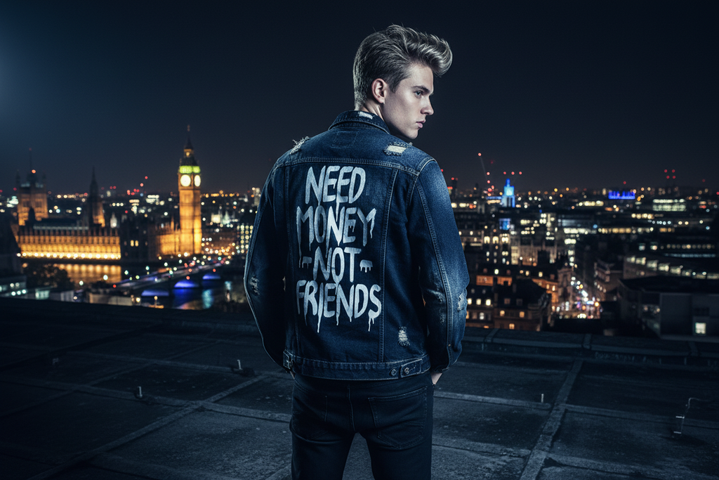 Katalog London Rooftop Need Money Not Friends denim Jacket