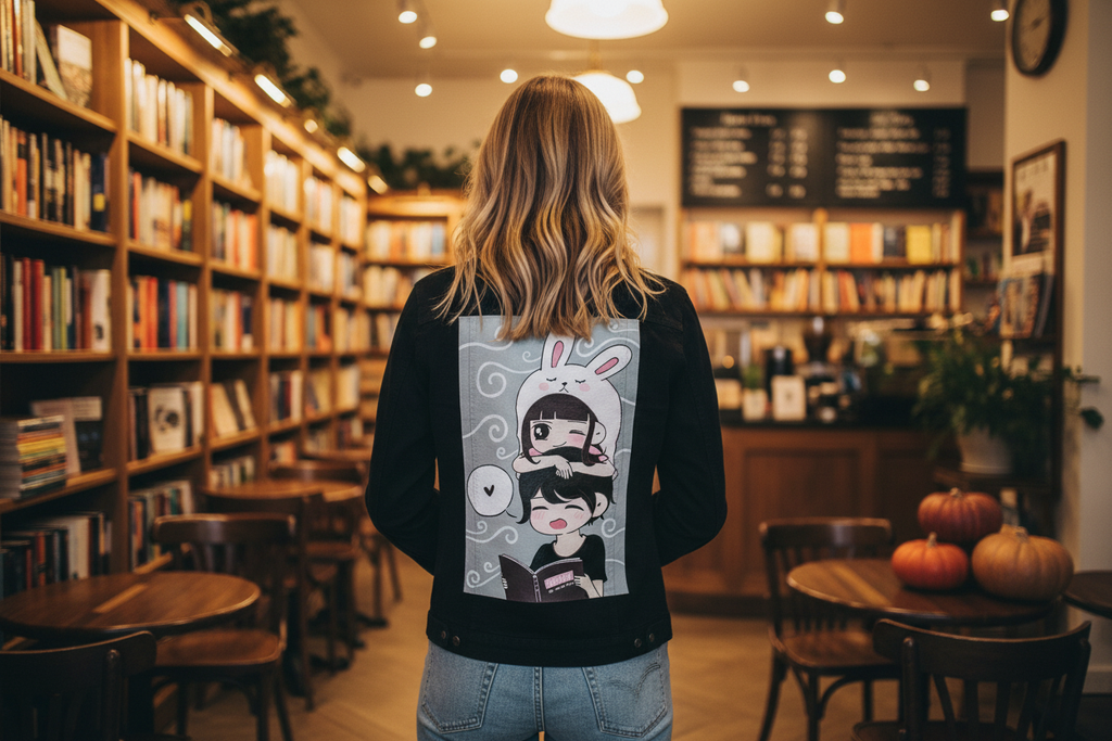 Cute Cartoon Hand Painted Jacket Katalog NYC Bookstore - Cute Anime Jacket