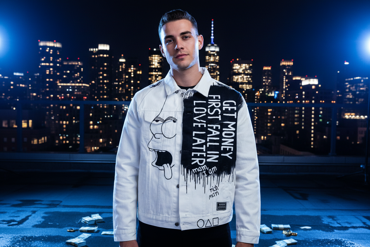 Graffiti Style Denim Jacket Katalog NYC Penthouse - Get Money Jacket