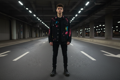 hand-painted denim jacket colorful paint splashes NYC Underground - Paint Splatter Jacket