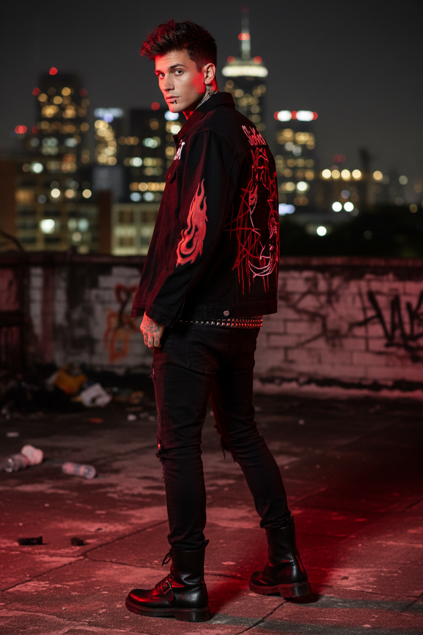 knotfest slipknot Outfits Male Model Slipknot jacket at Rooftop