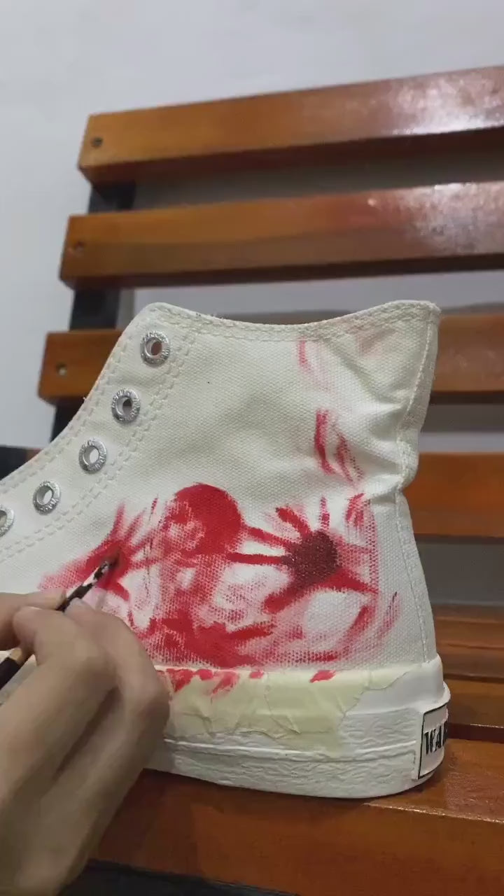 Hand Painted Gothic Sneakers Gothic Halloween Fashion, Witchy Outfit Ideas