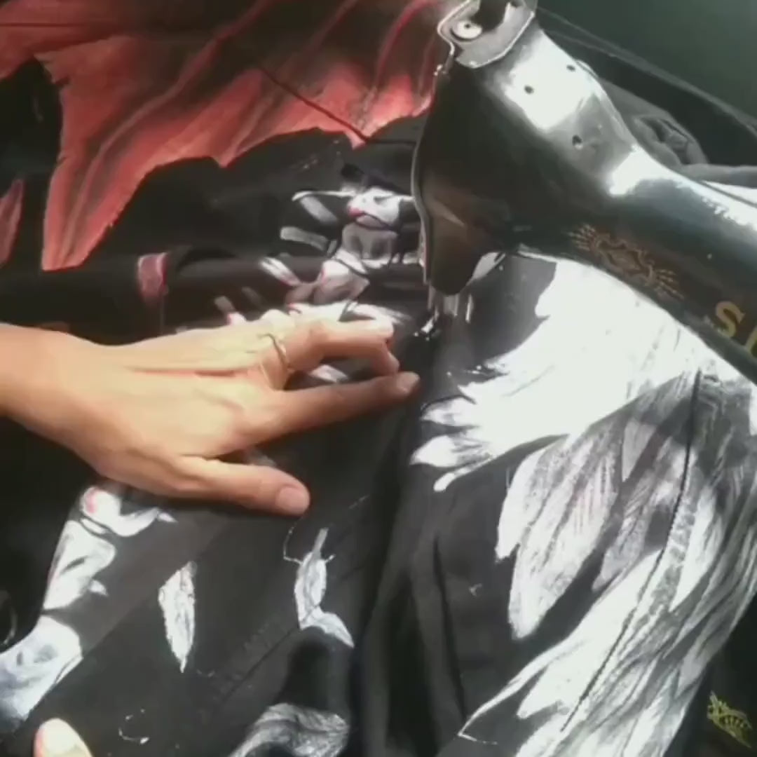 proses jacket streetwear devil wings and angel wings design gothic style clothes