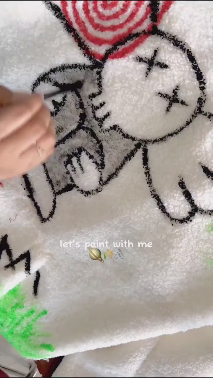 Hand-Painted KAWS Character Hoodie - Unique Street Art Fashion