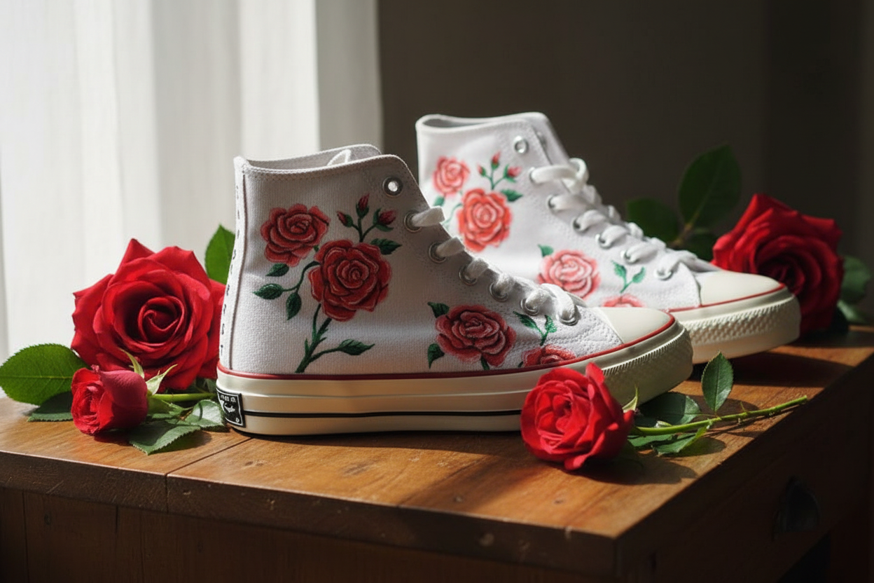Artisan Rose footwear Rose Sneakers Flat Lay